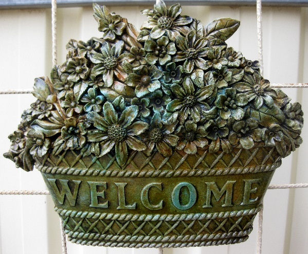Plaque - Basket Of Flowers Welcome - Click Image to Close